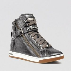 Michael Kors Silver Glam Studded High Top Sneakers